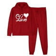 thumbnail image 2 of aohooy Matching Hoodie and Sweatpants Women,Jogger Sets for Women 2 Piece Set Trendy Heart Printed Two Piece Hooded Sweatshirt and Drawstring Sweatpants Sets 2024 Red,L, 2 of 7