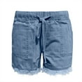thumbnail image 3 of Aayomet Jean Shorts For Women Jean Shorts for Women Summer High Waisted Stretchy Frayed Raw Hem Tassels Denim Shorts Blue,XXL, 3 of 5