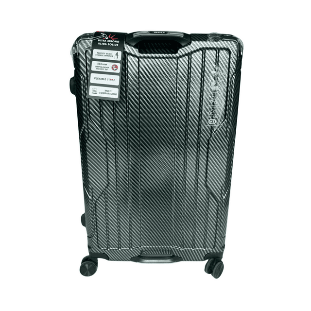 TRAVLR Valise Rigide Moyenne à Imprimé Texturé (25 Pouces) Extensible, Anti-Rayures, Huit Roues Silencieuses et Serrure TSA - Vert Foncé