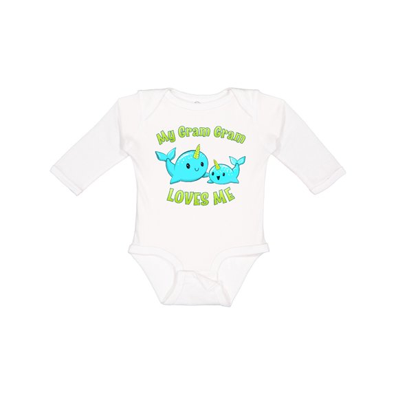 Inktastic My Gram Gram loves me- cute narwhal Boys or Girls Long Sleeve Baby Bodysuit