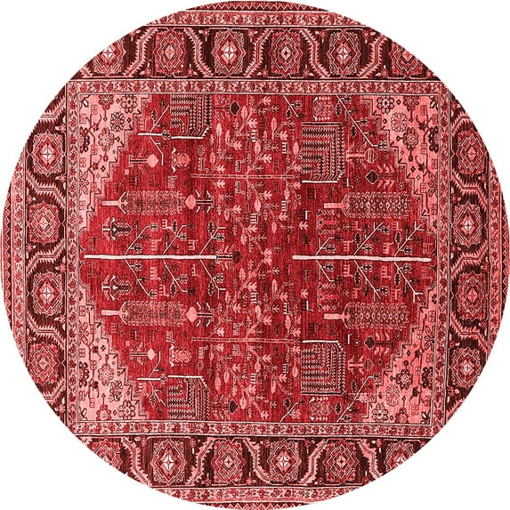 Ahgly Company Indoor Round Oriental Red Industrial Area Rugs, 7' Round