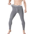 thumbnail image 1 of Avamo Men Warm Solid Color Leggings Winter Elastic Waist Bottoms Mid Gray 2XL, 1 of 3