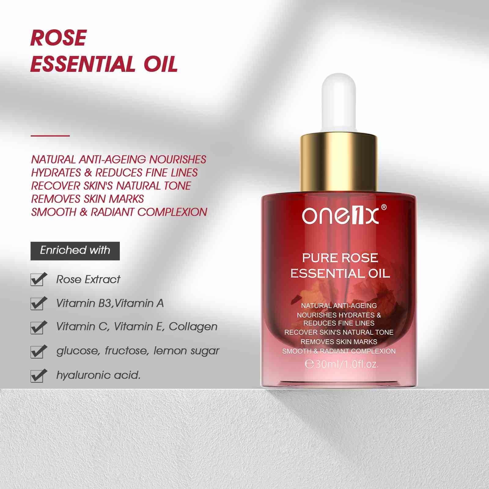 One1X Organic Rose Essential Oils for Dry Skin Moisturizing Rose