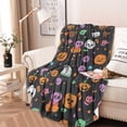 thumbnail image 2 of Colorful Halloween Icons Pattern Round Blanket,Comfortable Soft Flannel Throw Blanket,All Season,Warm Lightweight Blankets for Sofa Bed Couch Living Room Chair 60"x60", 2 of 5