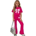 thumbnail image 5 of Fnooota Girls Summer Outfit Sets, Casual Short Sleeve School Kids' Clothing Sets Girls' 2 Piece Sets Hot Pink Size 10, 5 of 6