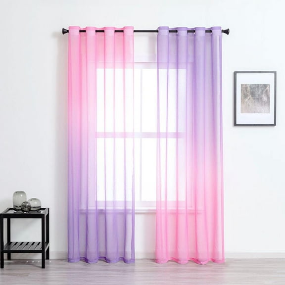 Pink Bedroom Curtains Grommet Ombre Hot Pink and Lilac Lavender Purple Aesthetic Kawaii Room Decor for Teen Girls Decorations All Year Kids Babies Nursery Feminine