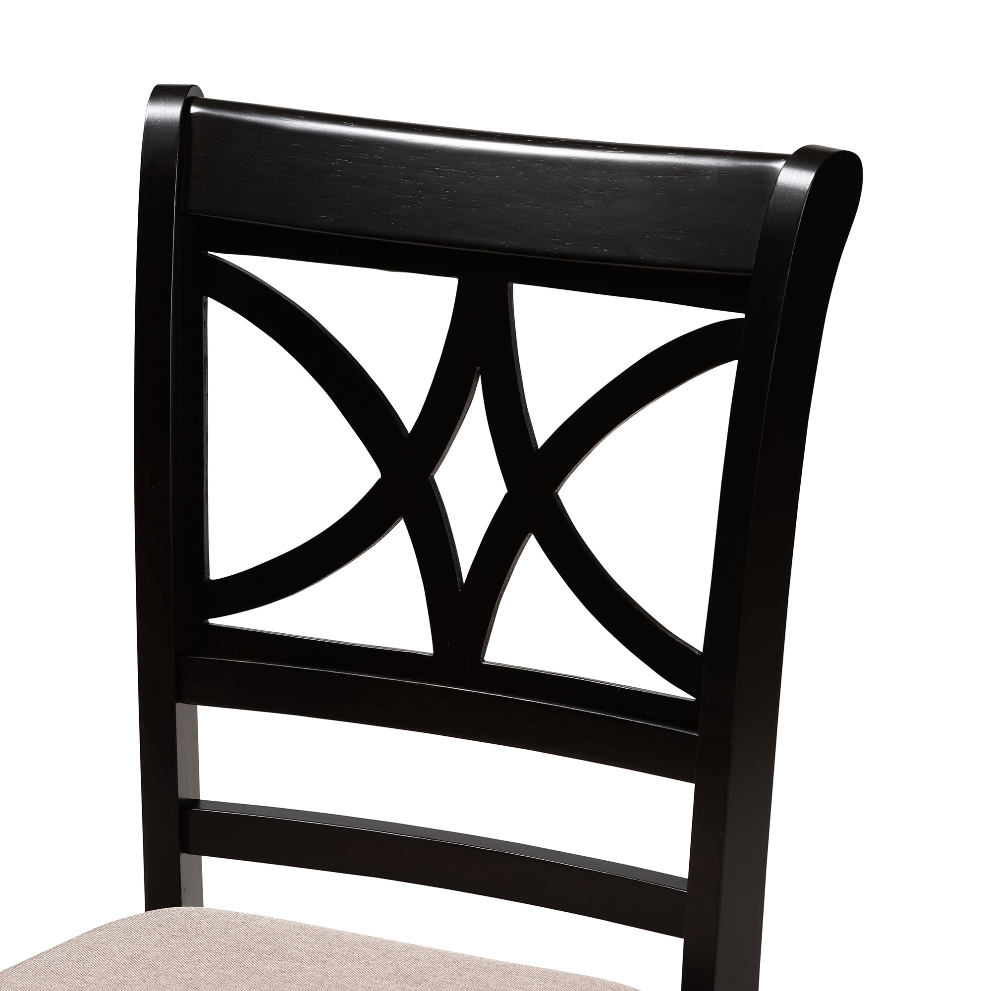 Baxton Studio Clarke Modern and Contemporary Sand Fabric Upholstered and Espresso Brown Finished Wood 4-Piece Dining Chair Set