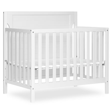 Dream On Me Bellport 4 in 1 Convertible Mini/Portable Crib in White Non-Toxic Finish Made of Sustainable New Zealand Pinewood with 3 Mattress Height Settings