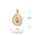 thumbnail image 3 of Ioka-14K Tri Color Gold Religious Our Lady of Guadalupe Charm Pendant with 1mm Box Chain Necklace - 18", 3 of 4