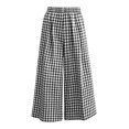 thumbnail image 6 of Women's Plaid Wide Leg Capri Pants High Waisted Elastic Waist Casual Cropped Pants with Pockets, 6 of 6