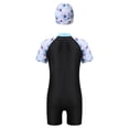 thumbnail image 2 of YONGHS Girls One Piece Zipper Swimwear Jumpsuit with Hat Sun Protection Summer Beach Swimsuit Black 11-12, 2 of 7