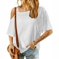 thumbnail image 3 of IROINNID Women's Off Shoulder Short Sleeve Blouse Fashion Summer Tees,Party and Casual Wear,Breathable Loose Fits Tops(White,), 3 of 6