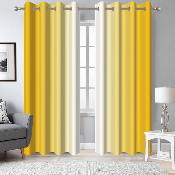 DaShan Yellow Ombre Blackout Curtains for Living Room,Gradient Thermal Insulated Window Drapes,42x63 Inch,Set of 2