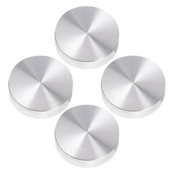 MUSEYA 4Pcs Aluminum Alloy Circle Disc Adapter for Glass Coffee Table Silver