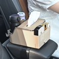 thumbnail image 4 of Caja de pañuelos para reposabrazos de automóvil, portavasos de agua para automóvil, caja de papel multifunción, caja de pañuelos para automóvil con sentido avanzado y simple, 4 of 5