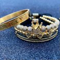 thumbnail image 2 of EOEMY Luxury Gold Roman Royal Crown Bracelet Set Women Men Hip Hop Bangle Jewelry Gift-Rose Gold Roman Number, 2 of 9