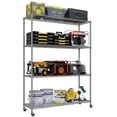 thumbnail image 4 of Ktaxon 4 Tier Wire Shelving with Wheels, 46"W x 17.7"D x 65"H Multifunctional Storage Rack Metal Garage Shelves Organizer, Capacity for 800lbs, Silver Gray, 4 of 19