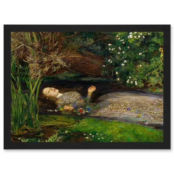 John Everett Millais Ophelia Close Up A4 Artwork Framed Wall Art Print