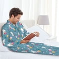 thumbnail image 6 of Yiaed Rabbit And Balloon Print Men’s Pajamas Set - Long Sleeve Button Down Sleep Shirt and Pajama Bottoms Sleepwear Set Mens Pjs Sets Men's Pajama Bottoms-Large, 6 of 7