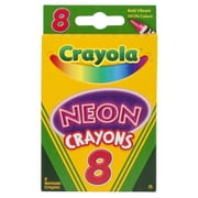 Crayola Non-Toxic Crayon, Assorted Neon Color, Pack Of 8.