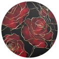 thumbnail image 3 of Ryvnso Red Rose Flower with Gold Round Plate Mats Dining Table Placemat Set of 4 for Holiday Decoration, 3 of 7