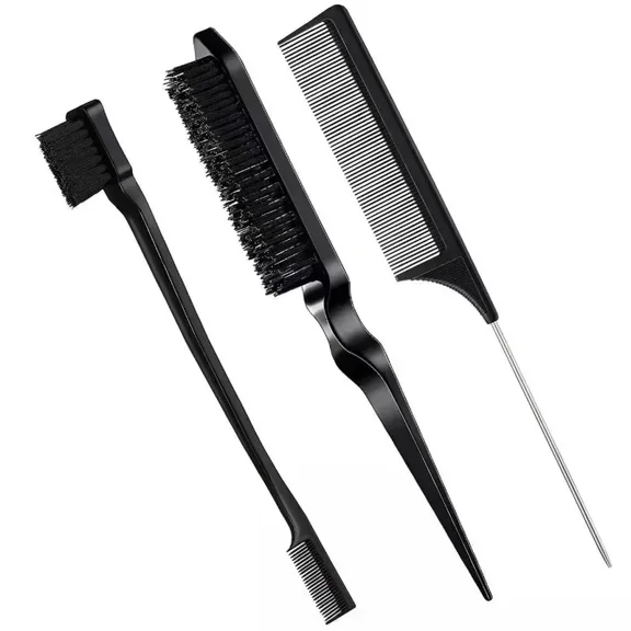black 3pcs/lot Double Sided Edge Control Hair Comb Hair Styling Hair Brush Accessories New Oil-Baked Brush Comb Styling Partition Comb
