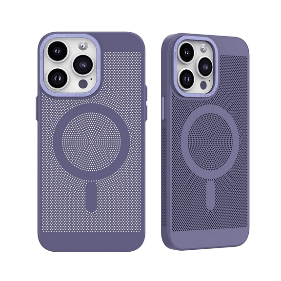 BEMZ Cooling Mesh Case for iPhone 15 Pro Max - (Compatible with MagSafe) Magnetic Charger Heat Dissipation Protection Slim Cover - Lavender Purple