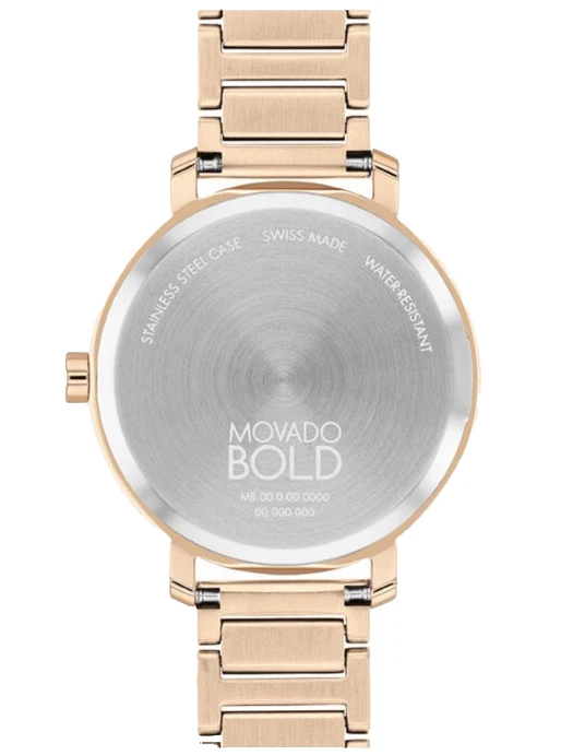 Movado Bold 3601107 Rose Gold Dial & Stainless Steel Bracelet 34MM Womens Watch