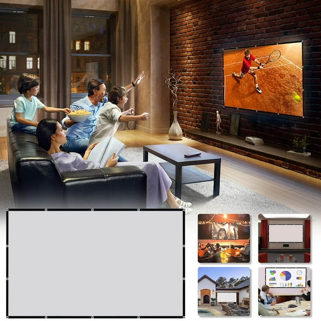 PEONAVET Aspirateur Propre Écran de Projection Extérieur, Projecteur Lavable 16:9 Pliable Portable pour Maison Extérieur Intérieur Support Double Face