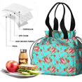 thumbnail image 4 of Pioneer Flower Floral Print Pattern Drawstring Lunch Bag Women - Drawstring Lunch Bag Insulated for Work Office - Stain-Resistant Large Lunchbags for Women with Multi-Pockets, 4 of 6