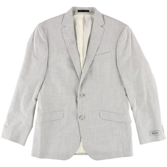 Kenneth Cole Mens Micro-Grid Two Button Blazer Jacket, Grey, 44 Regular