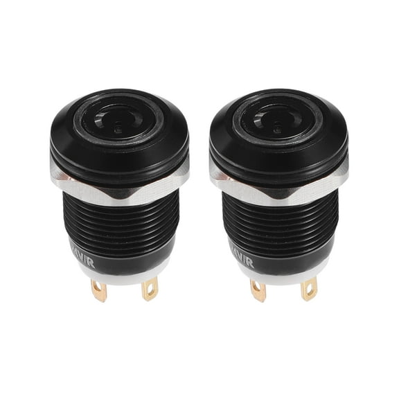 Unique Bargains 2pcs 12mm Interior Momentary Push Button Switch Round Start Button SPST 1NO AC 12-24V for Car Red Light