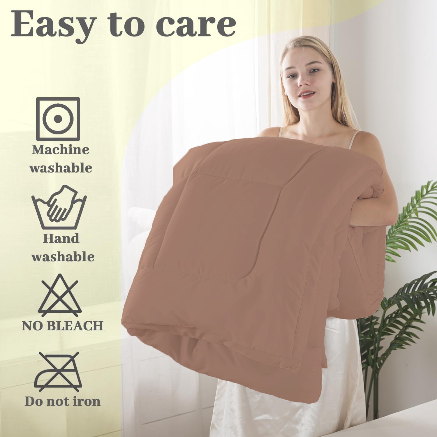 BedTreat Down Alternative Comforter with Corner Tabs - All Season Quilted King Size 240 GSM Coffee Comforter, Machine Washable Microfiber Bedding