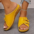 thumbnail image 4 of Modisza Orthopedic Wedge Sandals for Women Wide Width Open Toe Platform Wedges Slip on Comfortable Beach Walking Slippers size 8 Yellow, 4 of 6