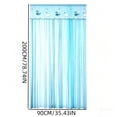 thumbnail image 3 of Lace Mesh Door Curtain Embroidered Accents No Drill Insect Resistant Light Filtering Door Cover Stick on Installation Decorative, Light Blue, JKODE, 3 of 6
