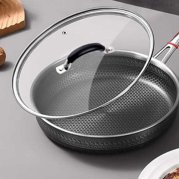 12 Inch Tempered Glass Lid for Lodge 12” Cast Iron Skillets & 7QT Dutch Ovens, Stainless Steel Rim & Handle