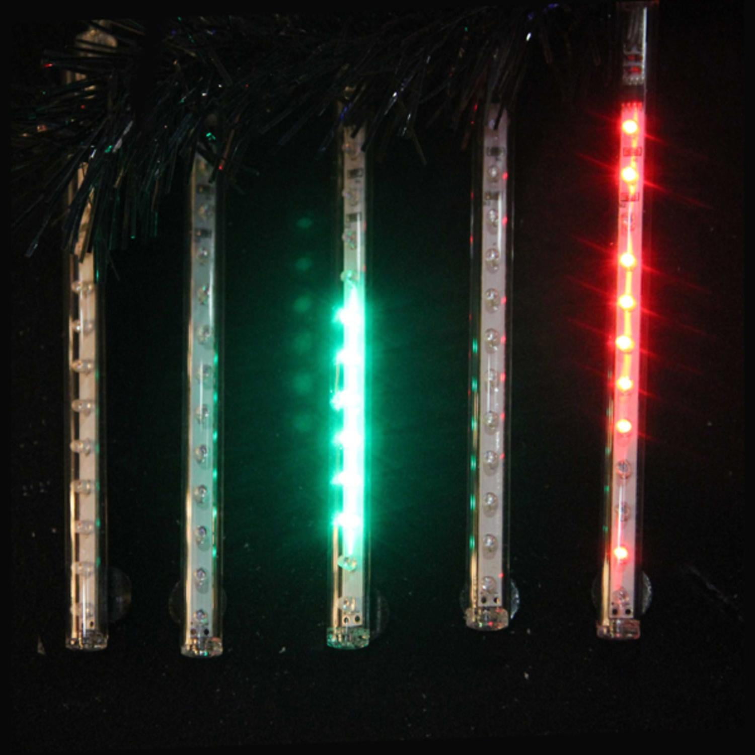 Snowfall Set of 5 7" LED Outdoor Christmas Icicle Light AddOn Tubes