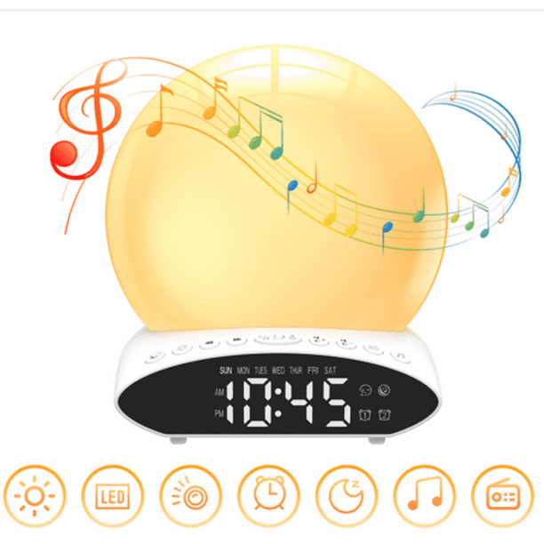 Carevas Multifunctional 4 In 1 Wake Up Light Alarm Clock Desk Lamp 2 a Cell Powered Operated Led Display Press Control Colors Changing Levels Adjustable Brightness Dimmable Walmart Com Walmart Com