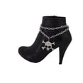 thumbnail image 5 of Women Silver Metal Chain Boot Bracelet Shoe Skeleton Skull Charm, 5 of 10
