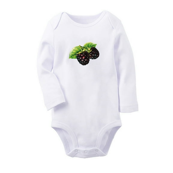 Fruit Blackberry Image Print Cute Rompers, Newborn Baby Unisex Bodysuits, Infant Jumpsuits, Toddler 0-12 Months Kids Long Sleeves Oufits (White, 6-12 Months)