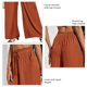 thumbnail image 4 of Pantalones de mujer Pierna ancha Cordón Cintura alta Color puro Transpirable Pantalones largos sueltos Rojo L, 4 of 5