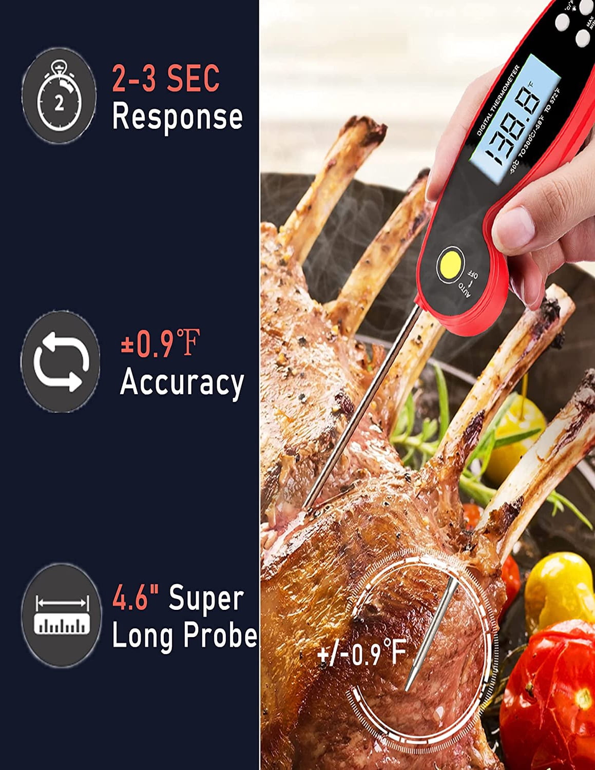 Habor Instant Read Meat Thermometer for Cooking and Grill, 4.7