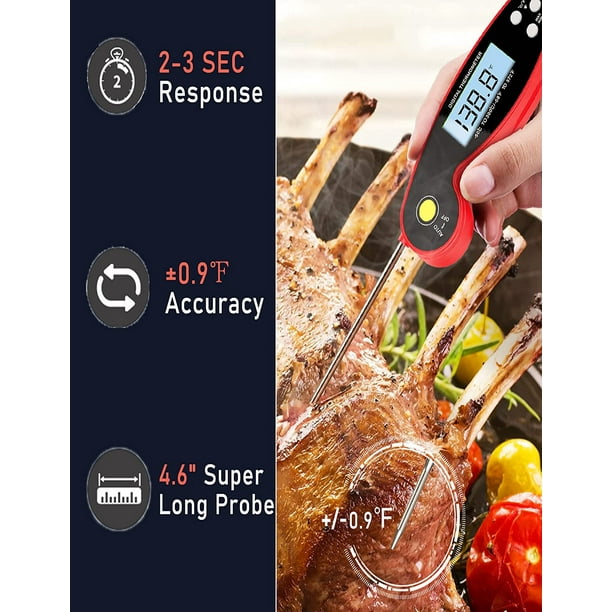 Habor Instant Read Meat Thermometer for Kitchen, Waterproof Magnet Digital  Food Thermometer for Outdoor Cooking, Backlight LCD, 4.6 Long Probe, Grill