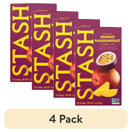 (4 pack) Stash Tea Mango Passionfruit Herbal Tea Bags 20 Ct