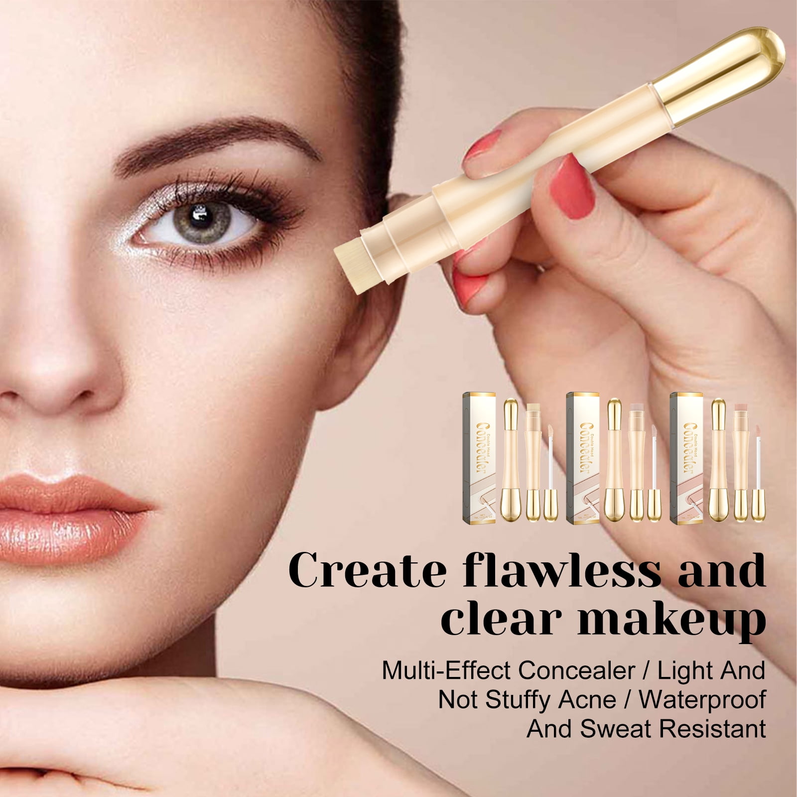 Alvantor Double Head Concealer Stick Full Coverage Waterproof Brightening Natural, 0.23fl.oz