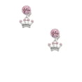 thumbnail image 2 of Delight Jewelry Silvertone Small ''Princess'' Crown with Pink Crystals Pink Crystal Clip on Earrings, 2 of 5