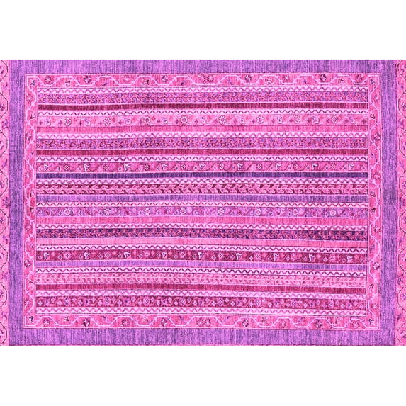 Ahgly Company Indoor Rectangle Oriental Pink Modern Area Rugs, 7' x 9'