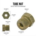thumbnail image 2 of Steel Tube Nuts Inverted Flare 3/16 Line SAE 9/16 x 18 Thread 10 Pack, 2 of 5