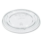 SOLO PETE Flat Straw-Slot Cold Cup Lids, Fits 16 oz to 24 oz, Clear, 100/Pack, 10 Packs/Carton