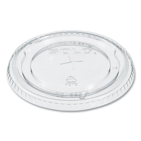 SOLO PETE Flat Straw-Slot Cold Cup Lids, Fits 16 oz to 24 oz, Clear, 100/Pack, 10 Packs/Carton